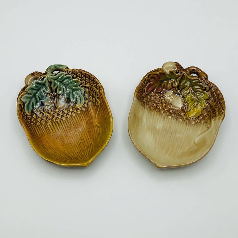 Acorn Dishes Trays Set of 2 Ceramic